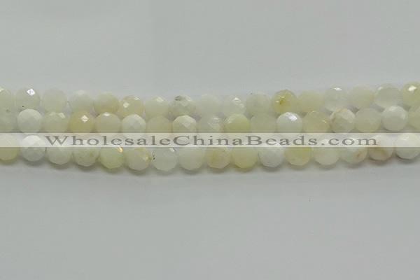 COP932 15.5 inches 8mm faceted round white opal gemstone beads