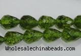 COQ108 15.5 inches 8*12mm faceted teardrop dyed olive quartz beads