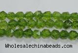 COQ115 15.5 inches 6mm faceted nuggets dyed olive quartz beads