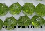 COQ119 15.5 inches 14mm faceted nuggets dyed olive quartz beads