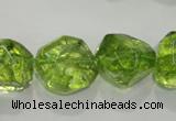 COQ125 15.5 inches 18mm nuggets dyed olive quartz beads