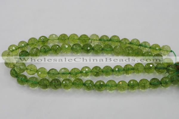 COQ15 16 inches 12mm faceted round dyed olive quartz beads wholesale