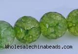 COQ18 16 inches 18mm faceted round dyed olive quartz beads wholesale