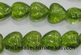 COQ32 15.5 inches 18*18mm heart dyed olive quartz beads wholesale