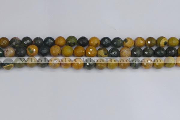 COS203 15.5 inches 10mm faceted round ocean jasper beads