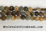 COS244 15.5 inches 12mm flat round ocean stone beads wholesale