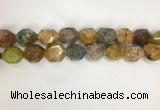 COS270 13*18mm - 15*20mm faceted nuggets ocean stone beads