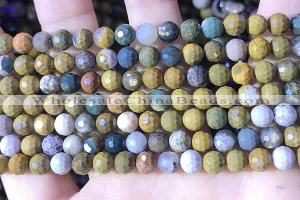 COS310 15.5 inches 6mm faceted round ocean jasper beads