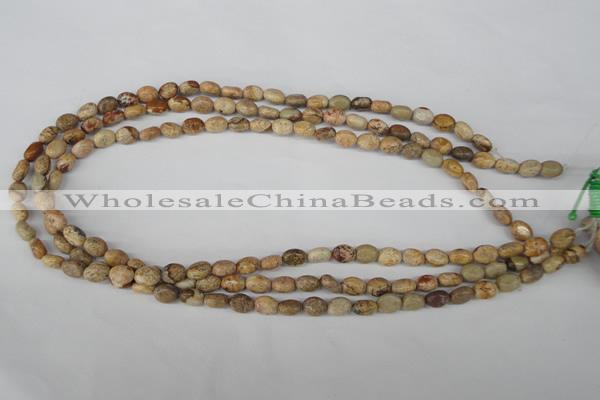 COV04 15.5 inches 6*8mm oval picture jasper beads wholesale