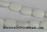 COV82 15.5 inches 10*14mm oval white porcelain beads wholesale