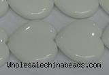 CPB107 15.5 inches 25*25mm heart white porcelain beads wholesale