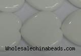 CPB108 15.5 inches 30*30mm heart white porcelain beads wholesale