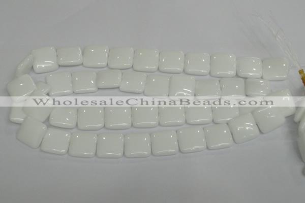 CPB115 15.5 inches 20*20mm square white porcelain beads wholesale