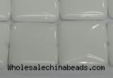 CPB116 15.5 inches 25*25mm square white porcelain beads wholesale