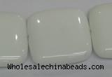 CPB117 15.5 inches 30*30mm square white porcelain beads wholesale