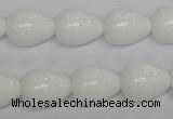 CPB23 15.5 inches 12*16mm teardrop white porcelain beads wholesale