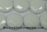 CPB304 15 inches 18mm faceted coin white porcelain beads