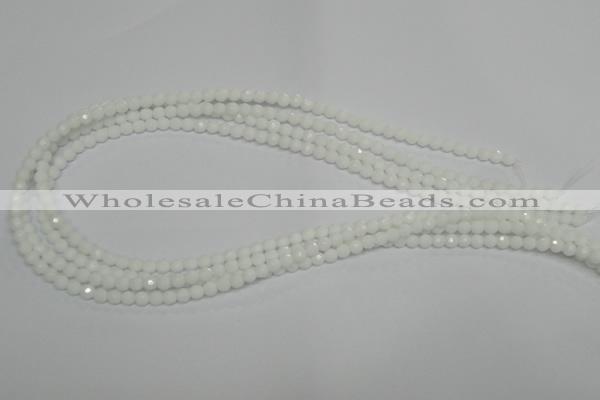 CPB31 15.5 inches 4mm faceted round white porcelain beads wholesale