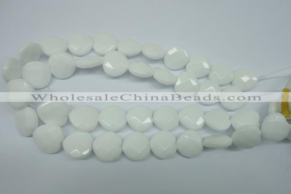 CPB313 15 inches 18*18mm faceted heart white porcelain beads