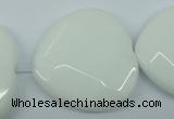 CPB316 15 inches 30*30mm faceted heart white porcelain beads