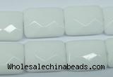 CPB331 15 inches 15*20mm faceted rectangle white porcelain beads