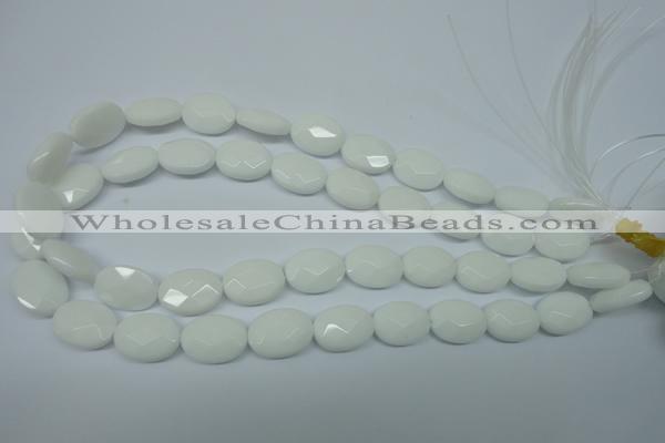 CPB338 15 inches 13*18mm faceted oval white porcelain beads