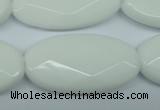 CPB341 15 inches 20*40mm faceted oval white porcelain beads