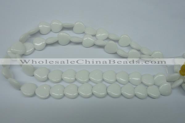 CPB352 15 inches 16*16mm heart white porcelain beads wholesale