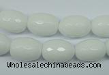 CPB355 15 inches 8*12mm faceted drum white porcelain beads wholesale