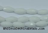 CPB357 15 inches 6*12mm faceted rice white porcelain beads wholesale