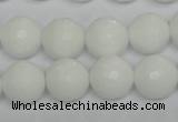 CPB36 15.5 inches 14mm faceted round white porcelain beads wholesale