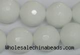 CPB38 15.5 inches 18mm faceted round white porcelain beads wholesale