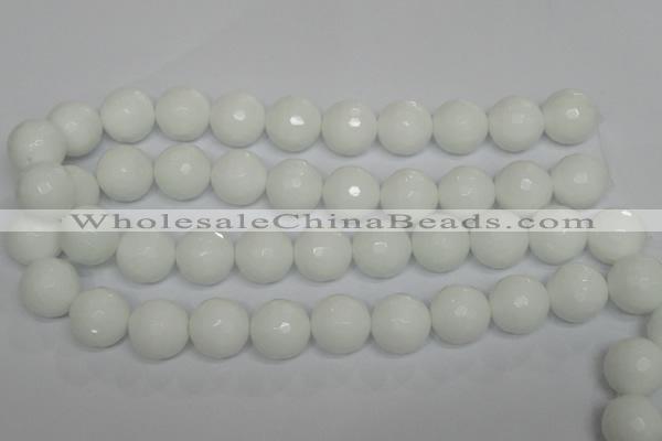 CPB38 15.5 inches 18mm faceted round white porcelain beads wholesale