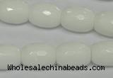 CPB42 15.5 inches 12*16mm faceted drum white porcelain beads