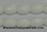 CPB47 15.5 inches 12*16mm faceted rice white porcelain beads