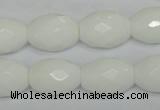 CPB48 15.5 inches 13*18mm faceted rice white porcelain beads