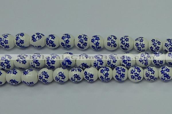 CPB503 15.5 inches 10mm round Painted porcelain beads