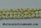 CPB564 15.5 inches 12mm round Painted porcelain beads