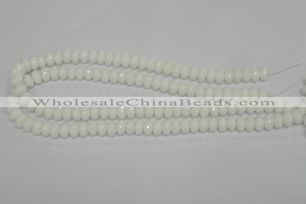 CPB59 15.5 inches 6*10mm faceted rondelle white porcelain beads