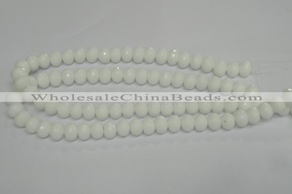 CPB60 15.5 inches 8*12mm faceted rondelle white porcelain beads