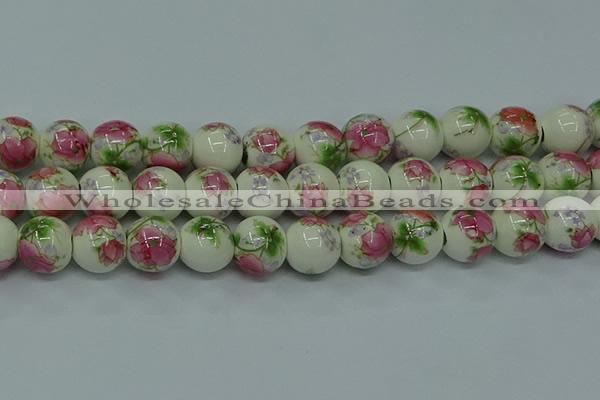 CPB652 15.5 inches 8mm round Painted porcelain beads