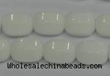 CPB66 15.5 inches 12*16mm drum white porcelain beads wholesale