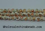 CPB672 15.5 inches 8mm round Painted porcelain beads