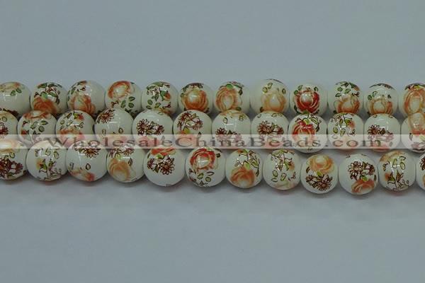 CPB674 15.5 inches 12mm round Painted porcelain beads