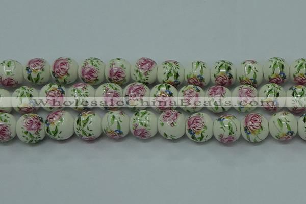 CPB685 15.5 inches 14mm round Painted porcelain beads