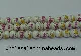 CPB694 15.5 inches 12mm round Painted porcelain beads