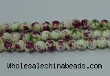 CPB702 15.5 inches 8mm round Painted porcelain beads