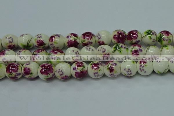 CPB704 15.5 inches 12mm round Painted porcelain beads