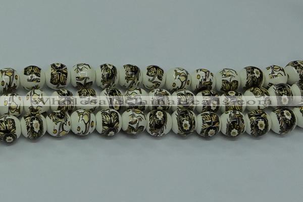 CPB715 15.5 inches 14mm round Painted porcelain beads