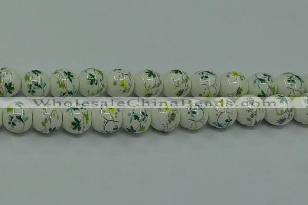 CPB783 15.5 inches 10mm round Painted porcelain beads